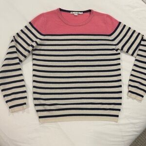 BODEN 100% Cashmere, Pink and Navy Striped Sweater